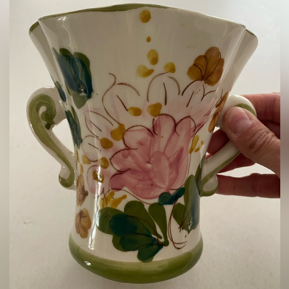 Elegant Vintage FTD Floral Ceramic Vase Hand-painted in Portugal